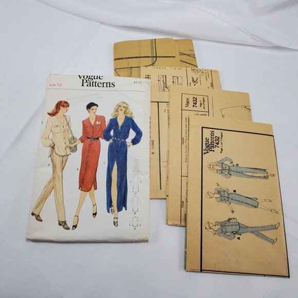 Vogue Patterns 7432 UNCUT Misses Size 12 1970s Top Pants & Dress Sewing Pattern - Picture 10 of 10